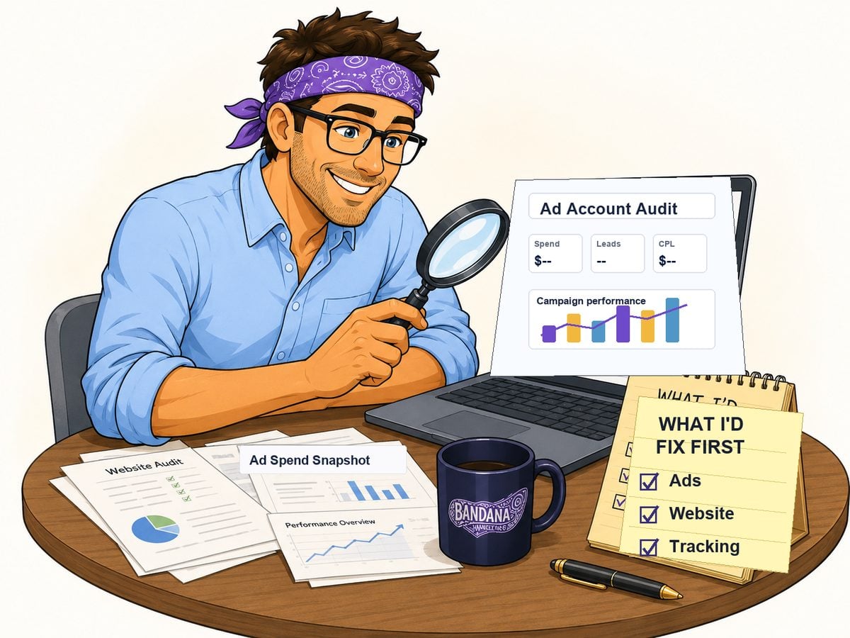 Dan reviewing a website and ad account for a free audit